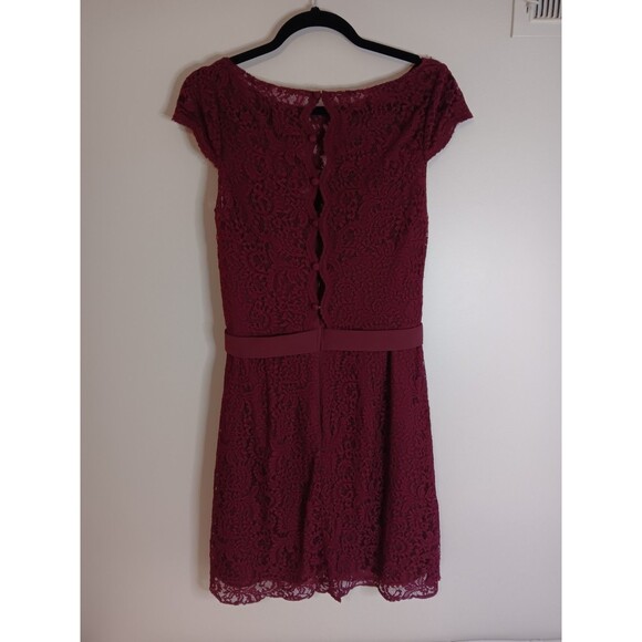 Vintage Belsoie Lace Overlay Sheath Dress Purple Sz 14 - Picture 2 of 5